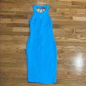 Bebe bodycon fitted sexy pencil midi dress Elegant Blue Sleeveless Dress xs size